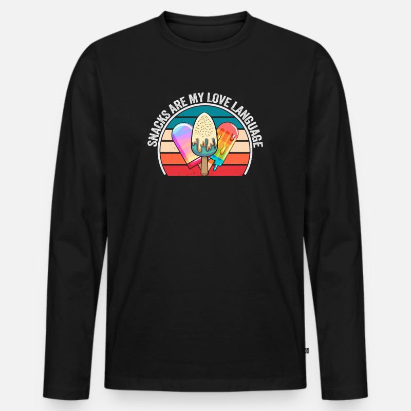 Snacks sind meine Liebessprache - Männer Premium Bio Langarmshirt - Schwarz