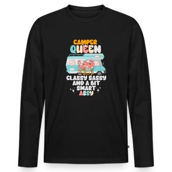 Camper Queen Classy Sassy And A Bit Smart Assy - Men's Premium Organic Long Sleeve Shirt - black - Front - Nico (187cm)