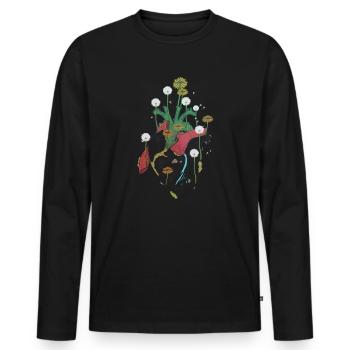 Anatomisches Herz und Blumen - Männer Premium Bio Langarmshirt - Schwarz - Vorne - Nico (187cm)