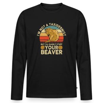 Ich bin kein Präparator Ich werde gerne Biber stopfen - Männer Premium Bio Langarmshirt - Schwarz - Vorne - Nico (187cm)