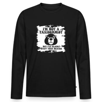 Ich bin kein Präparator Ich werde gerne Biber stopfen - Männer Premium Bio Langarmshirt - Schwarz - Vorne - Nico (187cm)