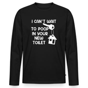 Ich kann es kaum erwarten, in deiner neuen Toilette zu - Männer Premium Bio Langarmshirt - Schwarz - Vorne - Nico (187cm)
