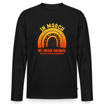 En mars, nous portons de l’orange - T-shirt manches longues Premium bio Homme - noir - Devant - Nico (187cm)