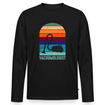 Vacuumlogist Vacuum Cleaner - Men's Premium Organic Long Sleeve Shirt - black - Front - Nico (187cm)