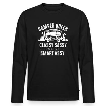 Camper Queen Classy Sassy And A Bit Smart Assy - Men's Premium Organic Long Sleeve Shirt - black - Front - Nico (187cm)