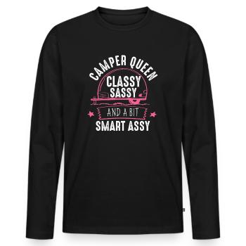 Camper Queen Classy Sassy And A Bit Smart Assy - Men's Premium Organic Long Sleeve Shirt - black - Front - Nico (187cm)