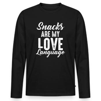 Snacks Are My Love Language - Men's Premium Organic Long Sleeve Shirt - black - Front - Nico (187cm)