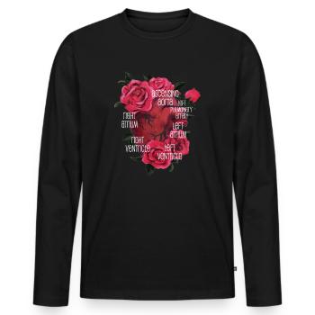 Anatomisches Herz und Blumen - Männer Premium Bio Langarmshirt - Schwarz - Vorne - Nico (187cm)