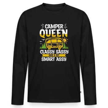 Camper Queen Classy Frech Und ein bisschen Smart Assy - Männer Premium Bio Langarmshirt - Schwarz - Vorne - Nico (187cm)