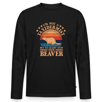 Ich bin kein Präparator Ich werde gerne Biber stopfen - Männer Premium Bio Langarmshirt - Schwarz - Vorne - Nico (187cm)