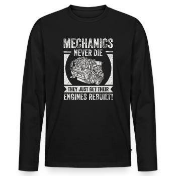 Mechaniker sterben niemals Auto-Enthusiast - Männer Premium Bio Langarmshirt - Schwarz - Vorne - Nico (187cm)