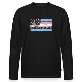 Ham Radio Operator US Flag - Men's Premium Organic Long Sleeve Shirt - black - Front - Nico (187cm)