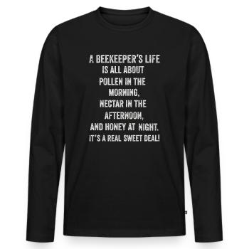 La vie des apiculteurs est une question de miel - T-shirt manches longues Premium bio Homme - noir - Devant - Nico (187cm)