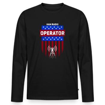 Ham Radio Operator US Flag - Men's Premium Organic Long Sleeve Shirt - black - Front - Nico (187cm)