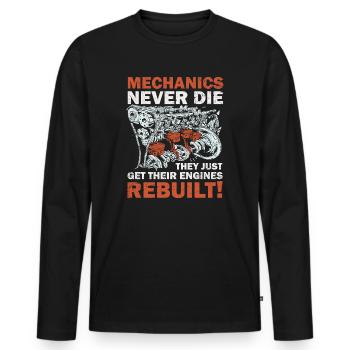 Mechaniker sterben niemals Auto-Enthusiast - Männer Premium Bio Langarmshirt - Schwarz - Vorne - Nico (187cm)
