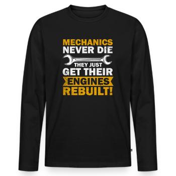 Mechaniker sterben niemals Auto-Enthusiast - Männer Premium Bio Langarmshirt - Schwarz - Vorne - Nico (187cm)