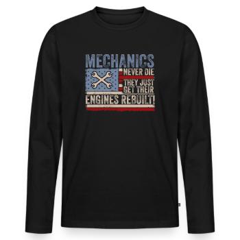 Mechaniker sterben niemals Auto-Enthusiast - Männer Premium Bio Langarmshirt - Schwarz - Vorne - Nico (187cm)