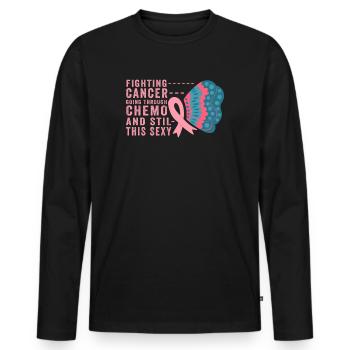 Cancer Fighter Inspirational Quote Men Women Chemo - Men's Premium Organic Long Sleeve Shirt - black - Front - Nico (187cm)