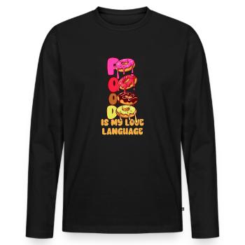 Food Is My Love Language - Men's Premium Organic Long Sleeve Shirt - black - Front - Nico (187cm)