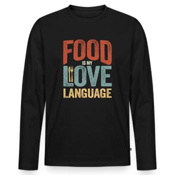 La nourriture est mon langage d’amour - T-shirt manches longues Premium bio Homme - noir - Devant - Nico (187cm)