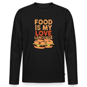 Food Is My Love Language - Men's Premium Organic Long Sleeve Shirt - black - Front - Nico (187cm)