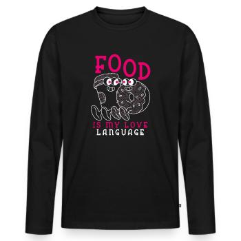 La nourriture est ma langue d’amour - T-shirt manches longues Premium bio Homme - noir - Devant - Nico (187cm)