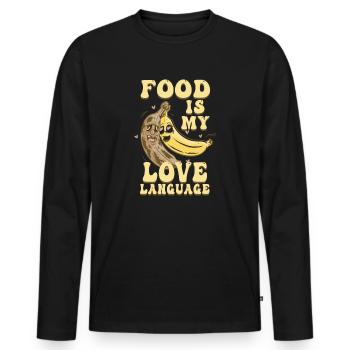 Food Is My Love Language - Men's Premium Organic Long Sleeve Shirt - black - Front - Nico (187cm)