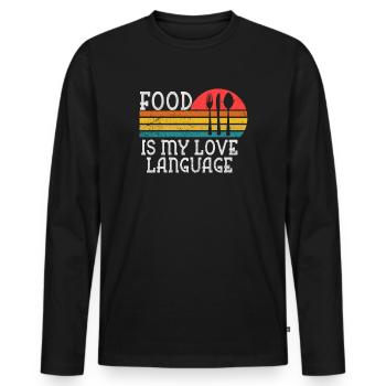 La nourriture est mon langage d’amour - T-shirt manches longues Premium bio Homme - noir - Devant - Nico (187cm)