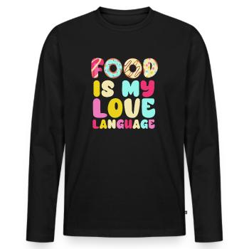 La nourriture est ma langue d’amour - T-shirt manches longues Premium bio Homme - noir - Devant - Nico (187cm)