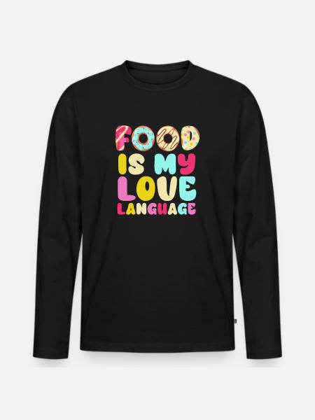 Essen ist meine Liebessprache - Männer Premium Bio Langarmshirt - Schwarz