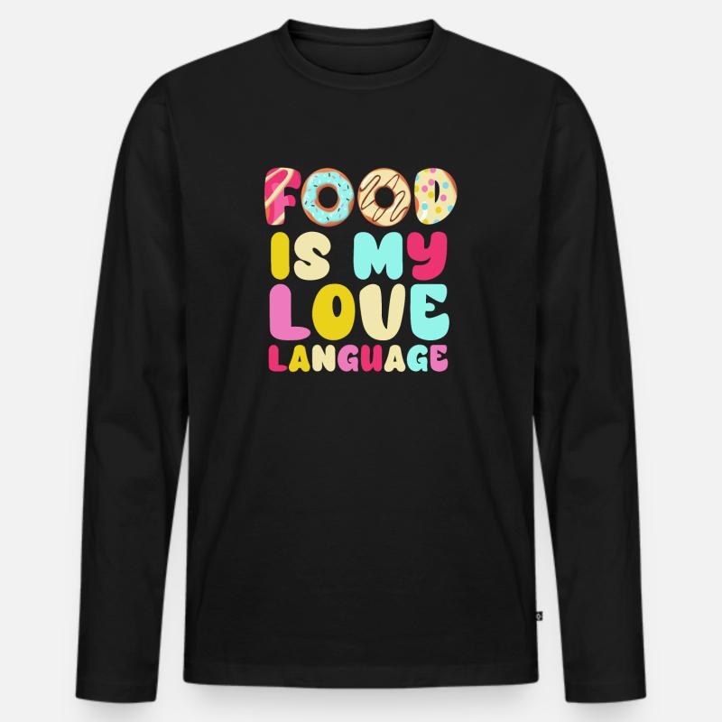 Essen ist meine Liebessprache - Männer Premium Bio Langarmshirt - Schwarz