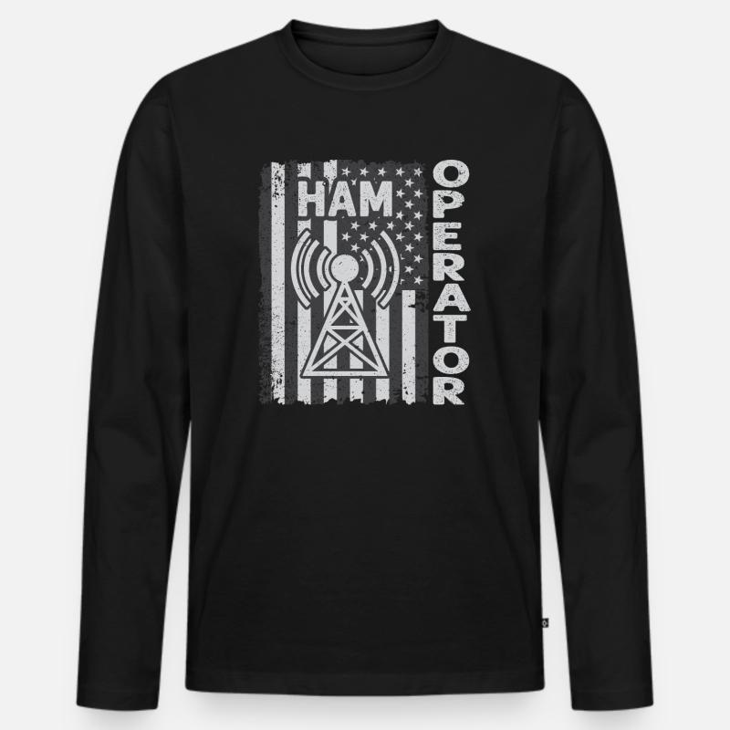 Ham Operator US-Flagge - Männer Premium Bio Langarmshirt - Schwarz