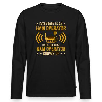 Everybody Is An Ham Operator - Men's Premium Organic Long Sleeve Shirt - black - Front - Nico (187cm)