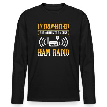 Introverti mais prêt à discuter de la radio amateur - T-shirt manches longues Premium bio Homme - noir - Devant - Nico (187cm)