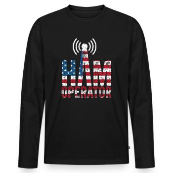 Ham Operator US Flag - Men's Premium Organic Long Sleeve Shirt - black - Front - Nico (187cm)