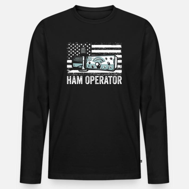 Ham Operator US-Flagge - Männer Premium Bio Langarmshirt - Schwarz