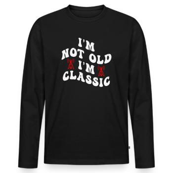 Je ne suis pas vieux Je suis classique - T-shirt manches longues Premium bio Homme - noir - Devant - Nico (187cm)
