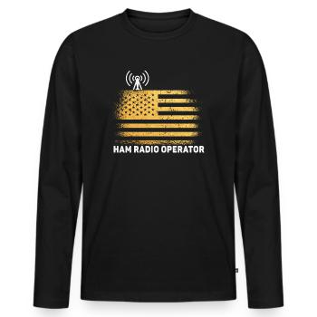 Ham Radio Operator US Flag - Men's Premium Organic Long Sleeve Shirt - black - Front - Nico (187cm)