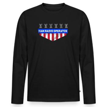 Ham Radio Operator US Flag - Men's Premium Organic Long Sleeve Shirt - black - Front - Nico (187cm)