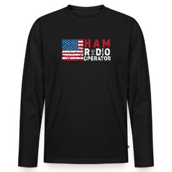 Ham Radio Operator US Flag - Men's Premium Organic Long Sleeve Shirt - black - Front - Nico (187cm)