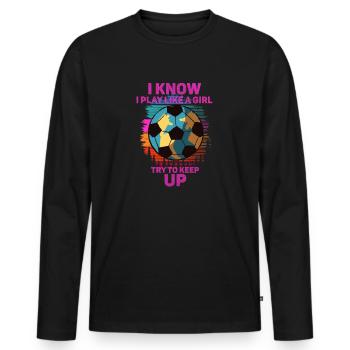 Je sais que je joue comme une fille essaie de suivre - T-shirt manches longues Premium bio Homme - noir - Devant - Nico (187cm)