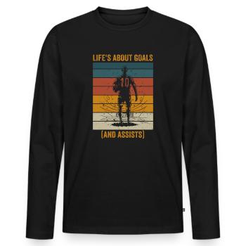La vie est faite de buts et de passes décisives Football de futbol - T-shirt manches longues Premium bio Homme - noir - Devant - Nico (187cm)