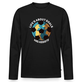 La vie est faite de buts et de passes décisives Football de futbol - T-shirt manches longues Premium bio Homme - noir - Devant - Nico (187cm)