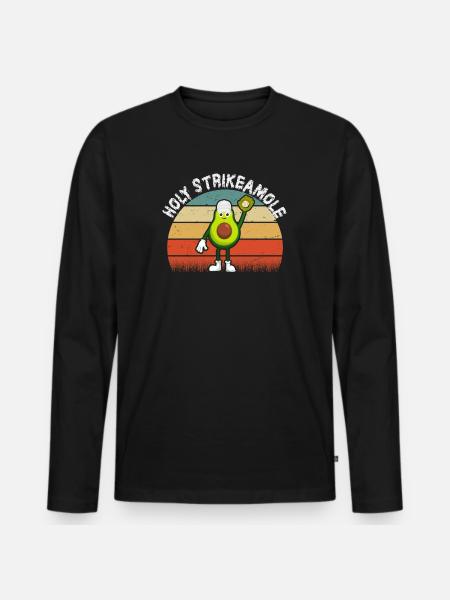 Holy Strikeamole Baseball Softball Avocado - Men's Premium Organic Long Sleeve Shirt - black