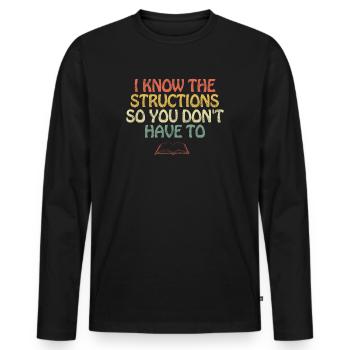 Je connais les structures pour que vous n’ayez pas à le faire - T-shirt manches longues Premium bio Homme - noir - Devant - Nico (187cm)