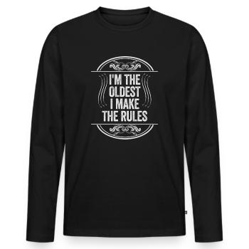 Ich bin der Älteste, ich mache die Regeln - Männer Premium Bio Langarmshirt - Schwarz - Vorne - Nico (187cm)