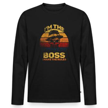 Ich bin der Boss, ich mache die Regeln - Männer Premium Bio Langarmshirt - Schwarz - Vorne - Nico (187cm)