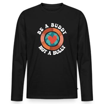 Sei ein Kumpel, kein Mobber Anti-Mobbing - Männer Premium Bio Langarmshirt - Schwarz - Vorne - Nico (187cm)