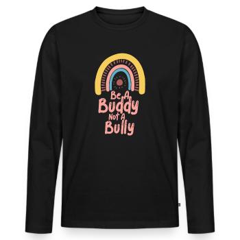 Sei ein Kumpel, kein Mobber Anti-Mobbing - Männer Premium Bio Langarmshirt - Schwarz - Vorne - Nico (187cm)