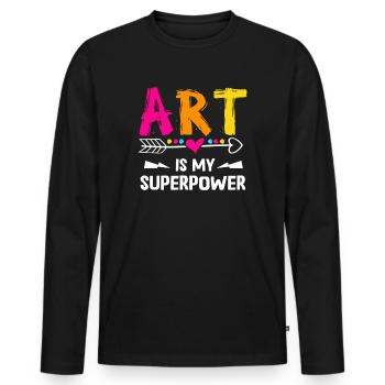 Art Is My Superpower - Men's Premium Organic Long Sleeve Shirt - black - Front - Nico (187cm)